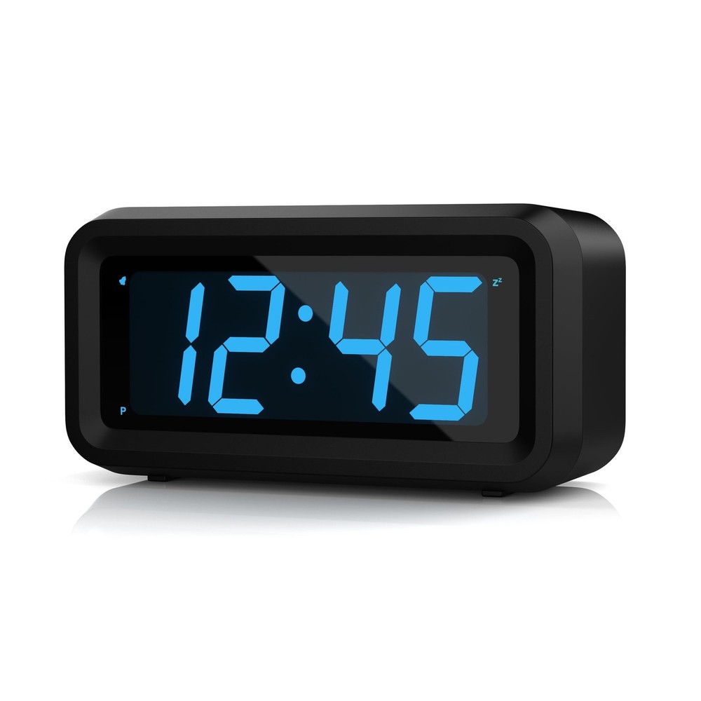 Alarm Clock, Digital Clock, Constantly 1.2'' LED Blue Digits Display, Battery Po