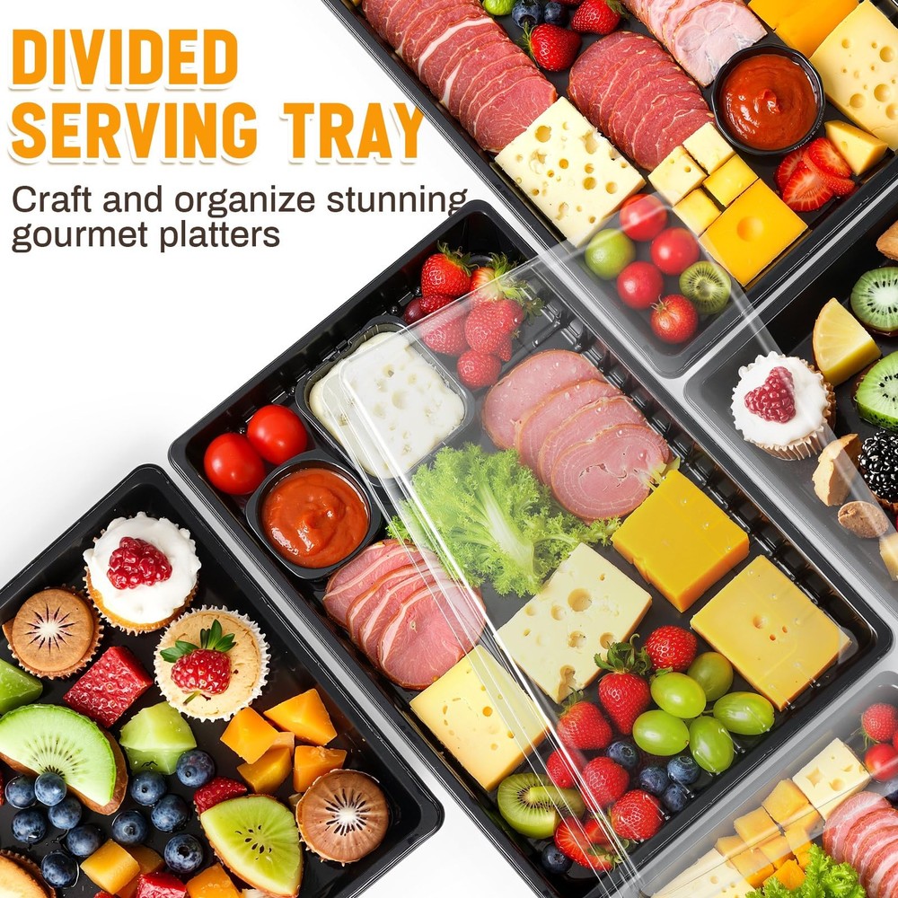 Shellwei 5 Pack Extra Large Charcuterie Board with Lids, 15 x 10 Inch Plastic...