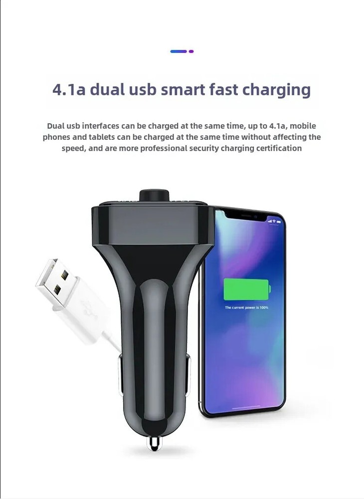 Car Wireless Bluetooth 5.0 FM Transmitter MP3 Music Player USB Charger Adapter