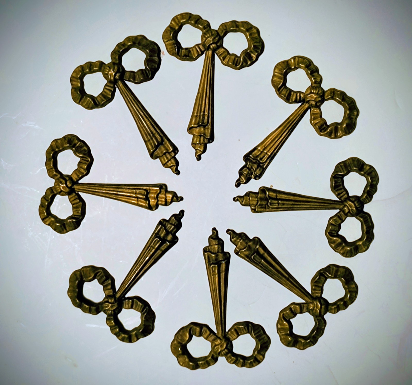 FREE SHIPPING! Gold Furniture Adornments Ribbon & Bow Design. Six lots of 8 Each