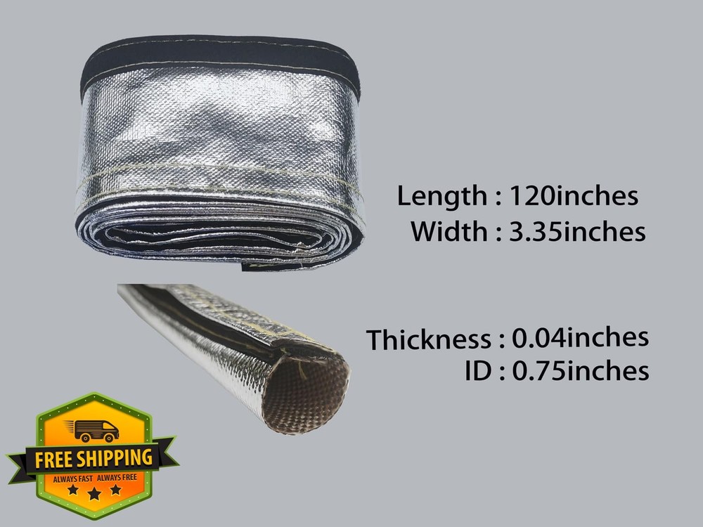 3/4" x10ft Heat Shield Sleeve Aluminized Hose Hook Loop