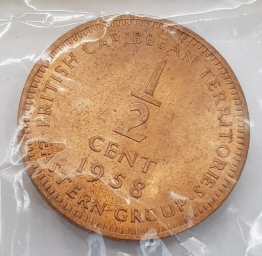 1958 British E Caribbean Territories 1/2 Cent
