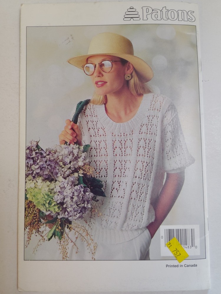 Patons Cotton 652 Knitting Leaflet Booklet Pattern VTG Sweater Pullover Cable