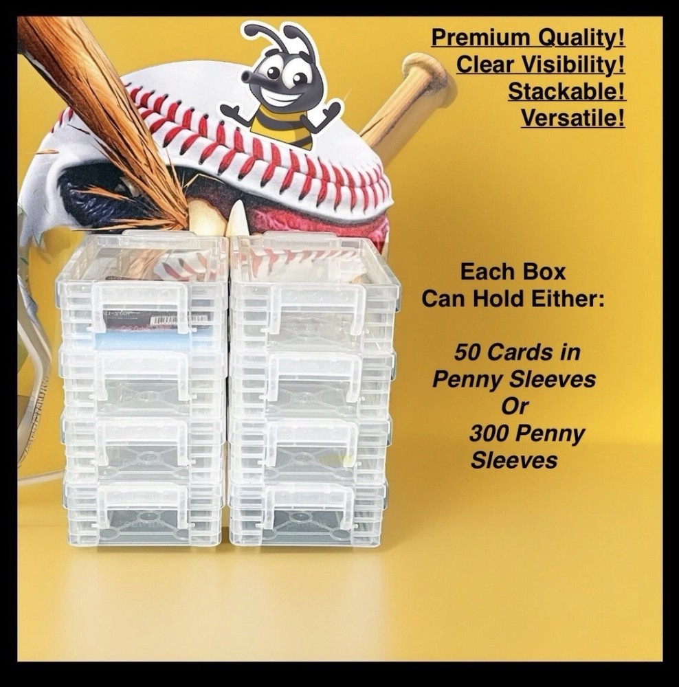 (20-Pack) Trading Card Storage Box Case - For Cards In Penny Sleeves - Stackable