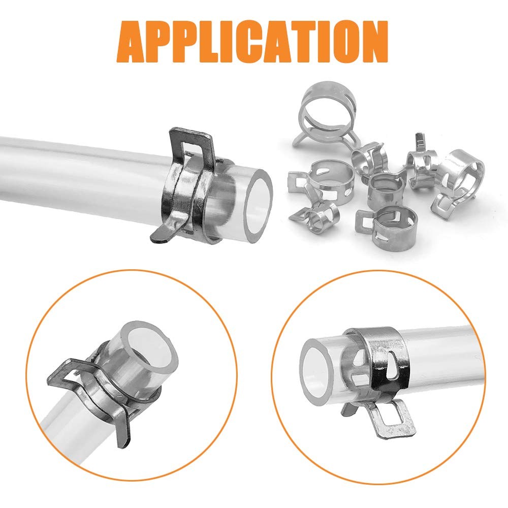 ISPINNER 80pcs Spring Band Type Hose Clamp - 80pcs, Silver