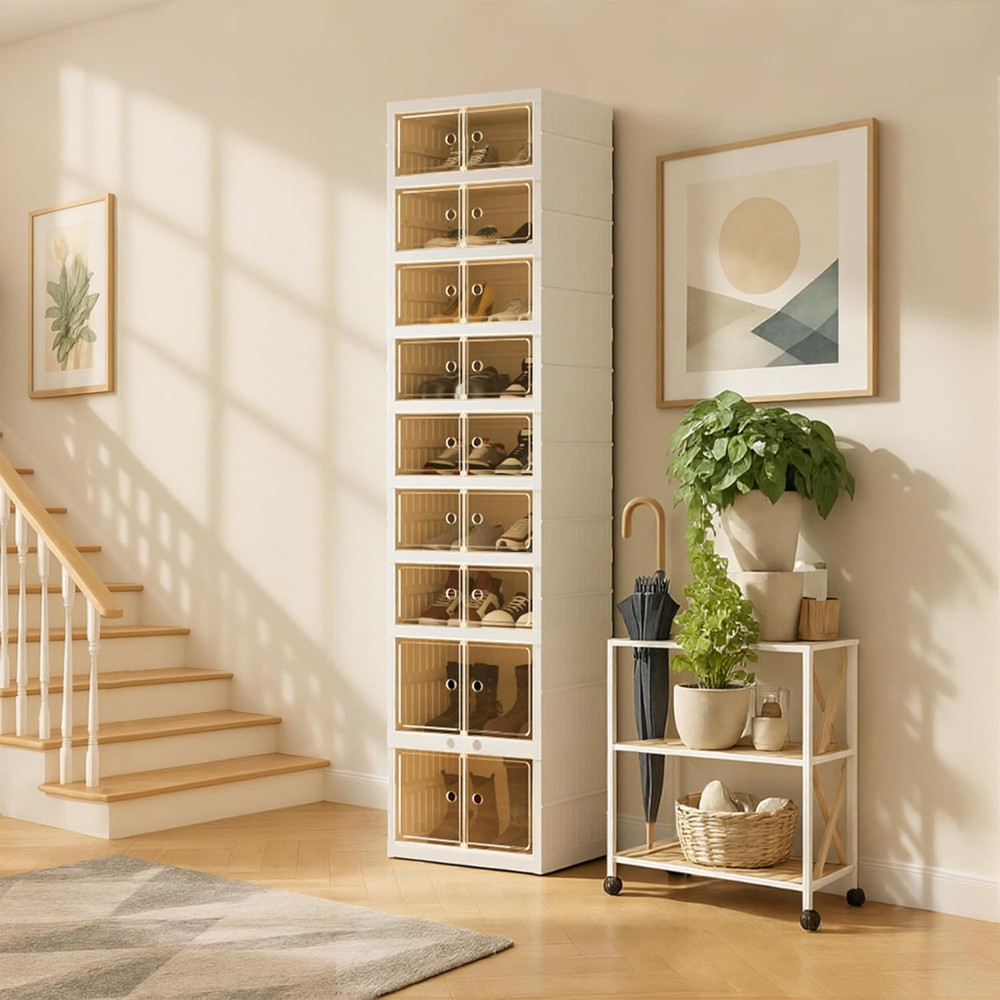 Foldable Shoe Organizer Storage Box, Portable Extra Large Folding Shoe Rack for