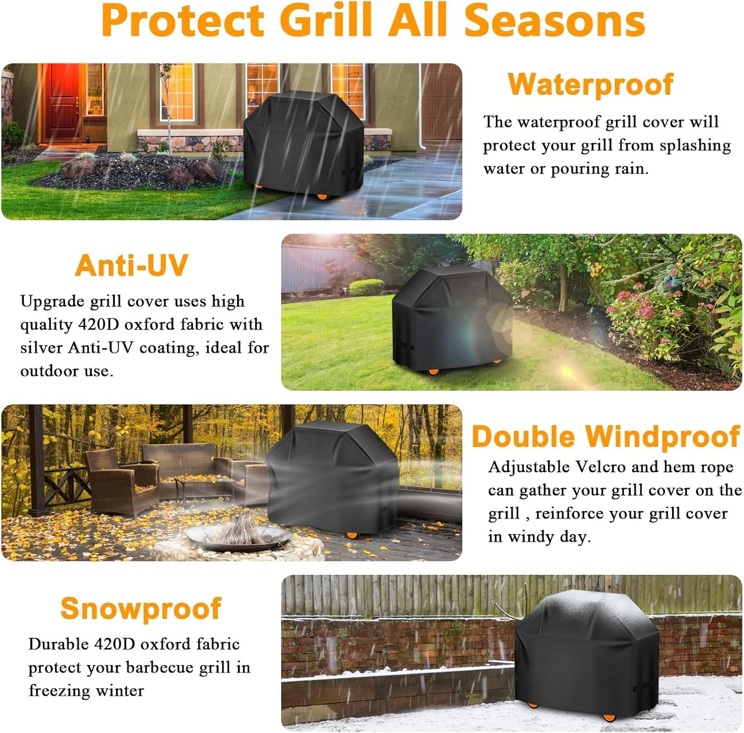 BBQ Gas Grill Cover Barbecue Waterproof Outdoor Heavy Duty UV Protection 57 Inch