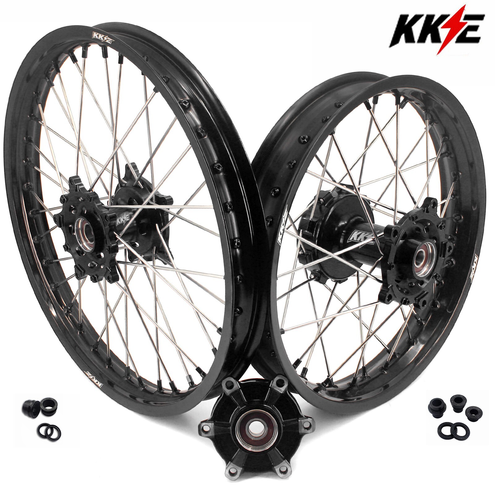 KKE 1.85*21/2.5*18 Cush Drive Wheels for Yamaha Tenere 700 2021-2025 Black Nuts