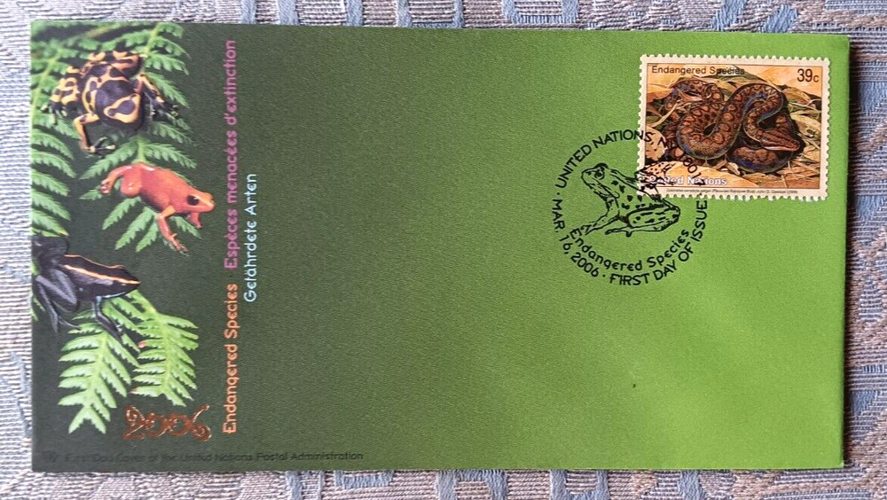 PERUVIAN RAINBOW BOA ENDANGERED SPECIES 2006  UNITED NATIONS NEW YORK FDC UNADDR