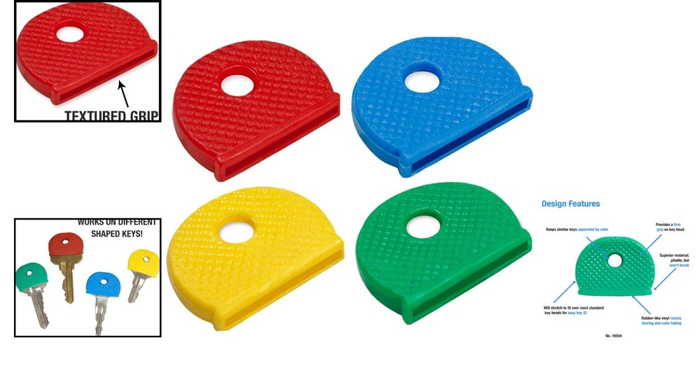 Durable and Lightweight Key Caps - 4 Assorted Colors for Easy Identification