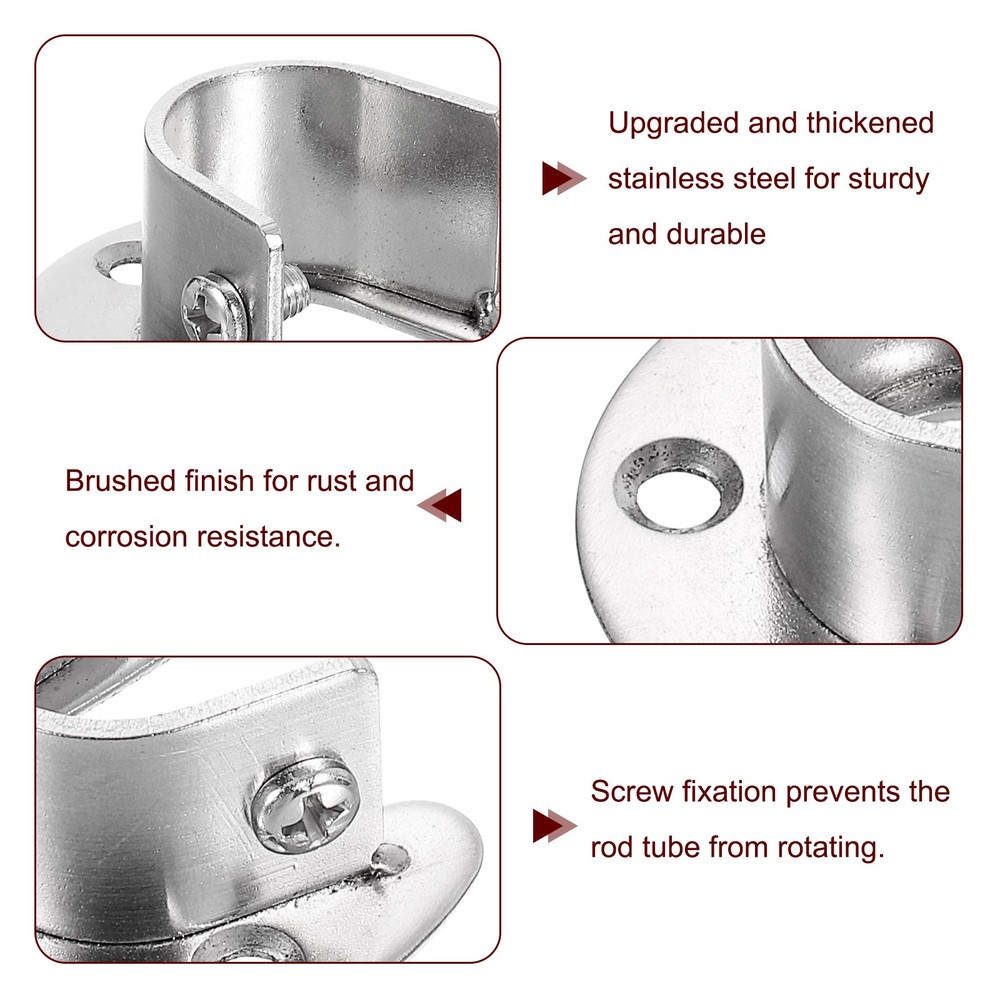 Cabinet Rod Holder, 0.91" Diameter U Flange Bracket