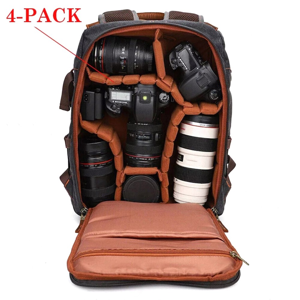 4PCS Dacron Camera Bag Case Insert Partition Divider Protection Pad Accessories