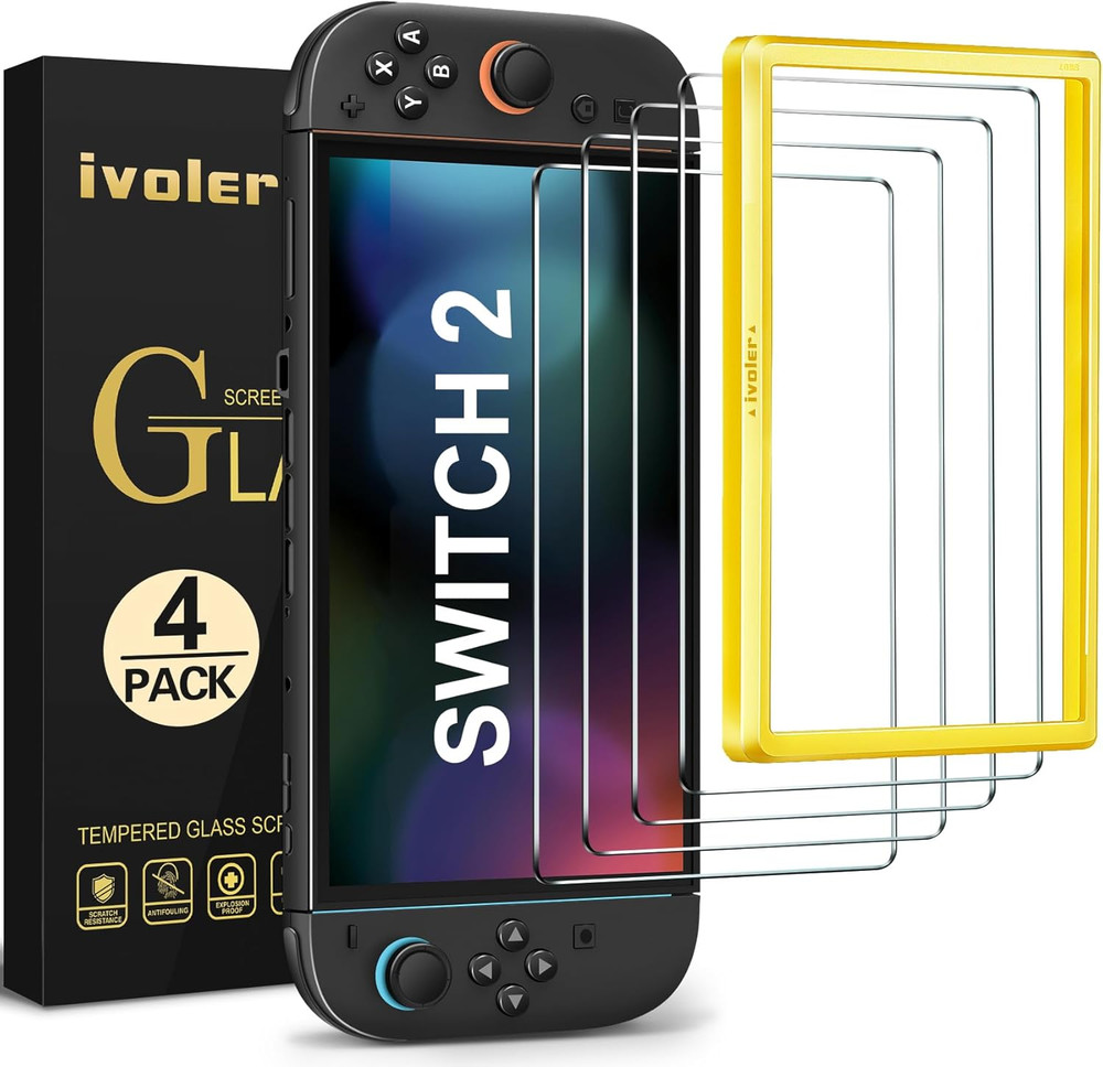 Ivoler 4-Pack Tempered Glass Screen Protector Designed for Nintendo Switch 2 202