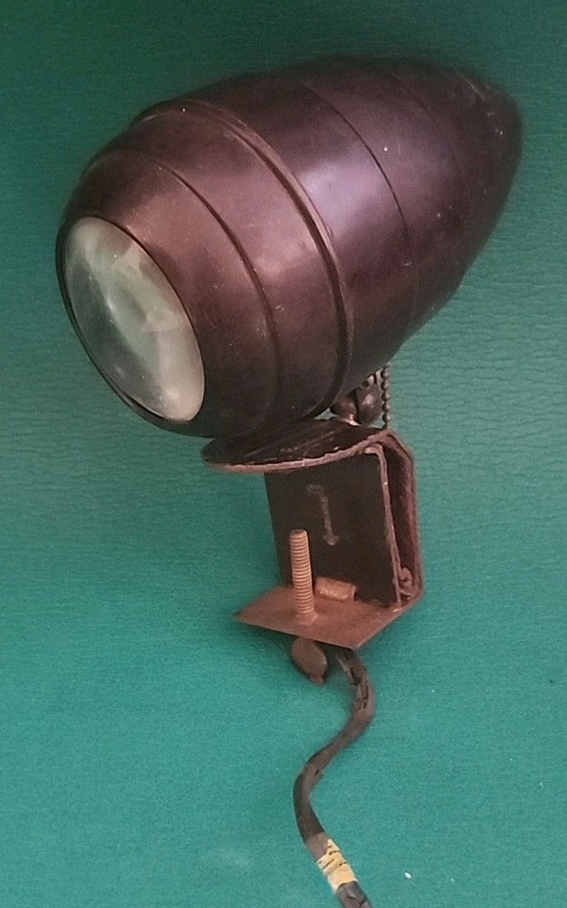 1930s Beehive Clamping Bullet Bakelite Bed Light Lamp Sconce w Pull Chain, Works