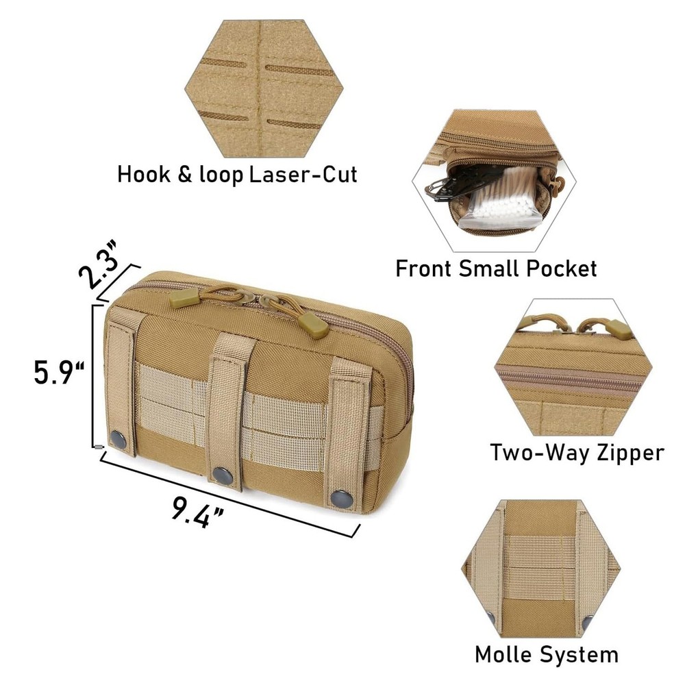Tactical Molle Horizontal Admin Pouch with Front Drawstring Pocket EMT Pouch ...