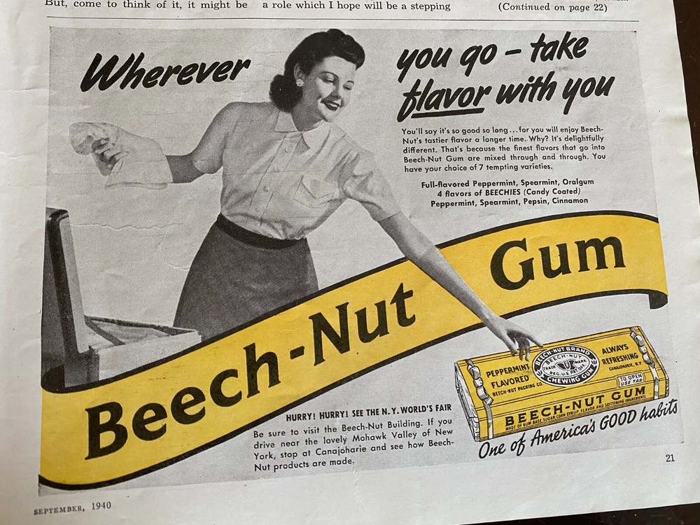 Beech Nut Gum, Vintage Print Ad, a