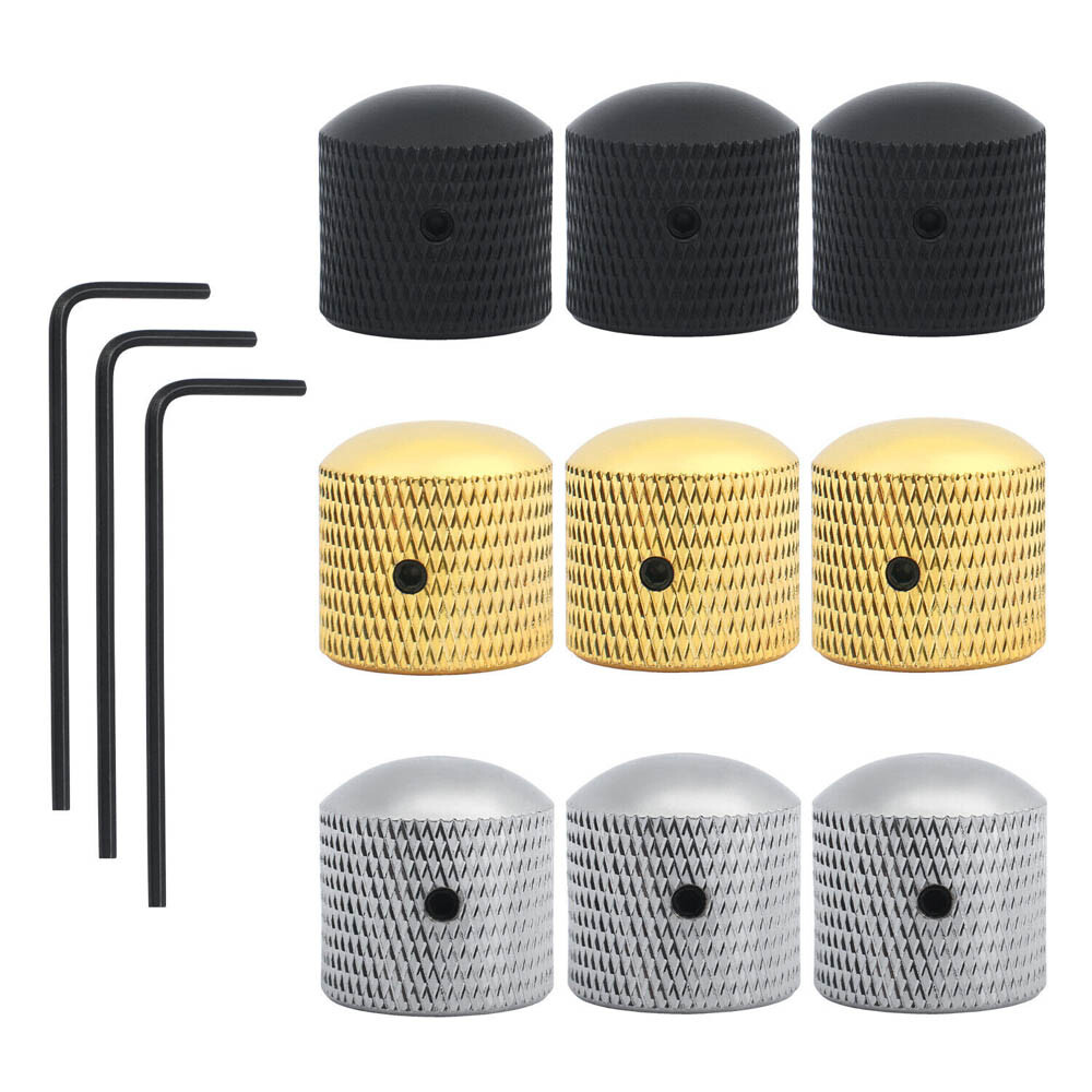 10Pcs Guitar Knobs Metal Dome Volume Tone Control Knobs for Electric Guitar Bass