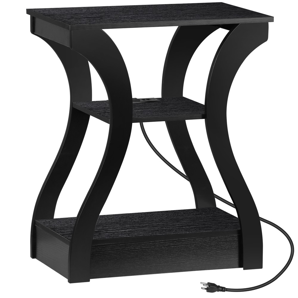 2PCS Side End Table 3-Tier Storage Shelves Sofa Table for Small Space w/ Outlet