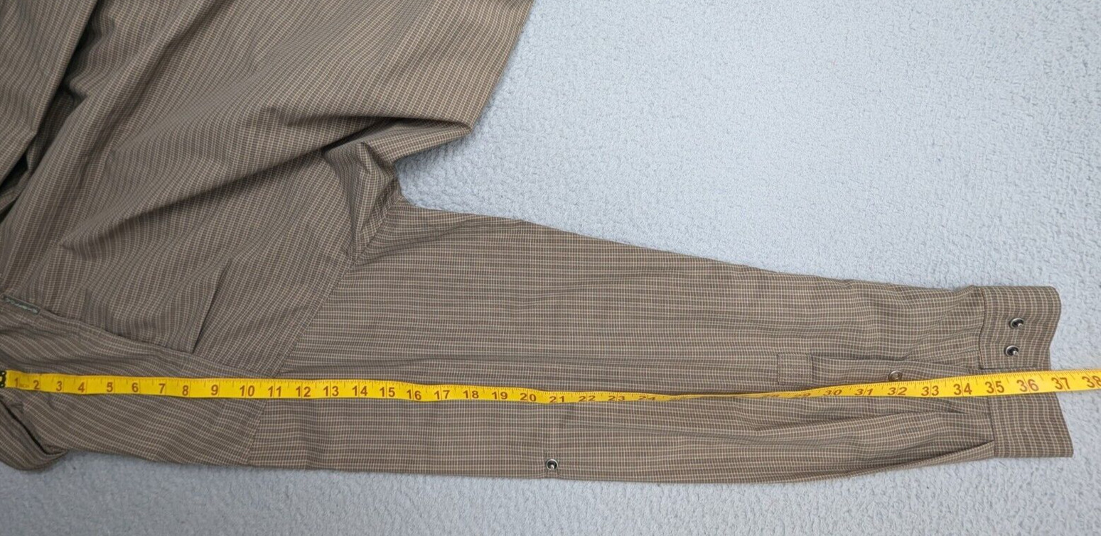 EX OFFICIO Shirt Mens XL XG Beige Check Lightweight Snap LS Mesh