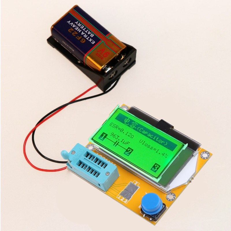 9V LCD Digital Transistor Tester LCR-T4 Meter 12864 Backlight Capacitance