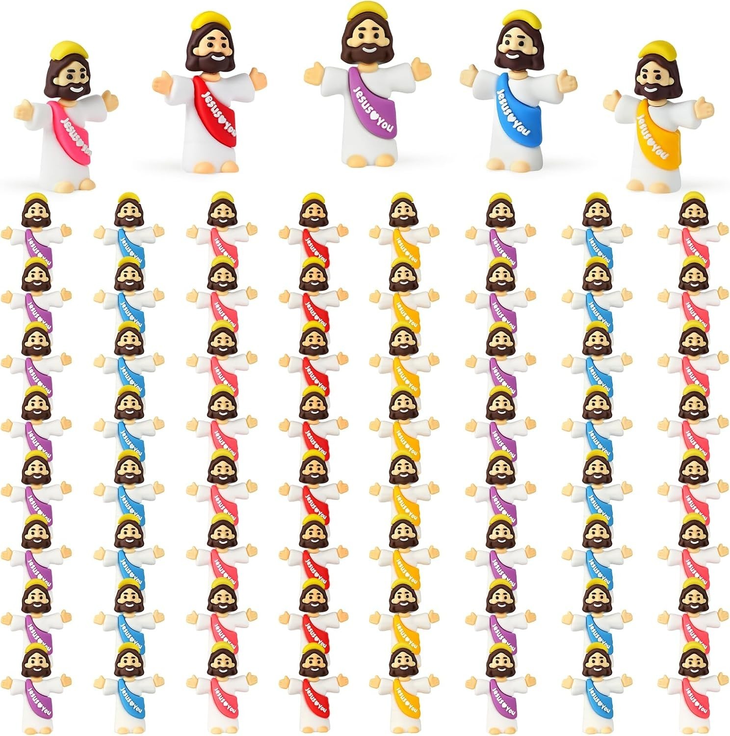 100 Pack Little Jesus Figures Loves You, Tiny Mini Jesus Figurines in Bulk