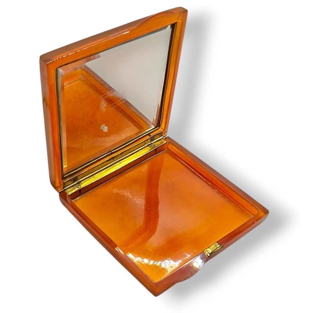 Antique powder box colour amber