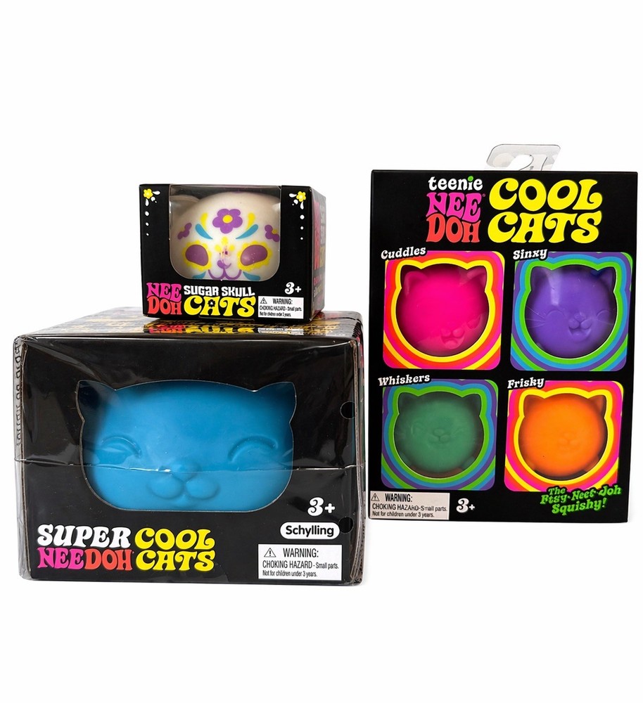 Schylling Nee Doh Cool Cats Bundle- RARE- Super Squishy- Authentic New in Box