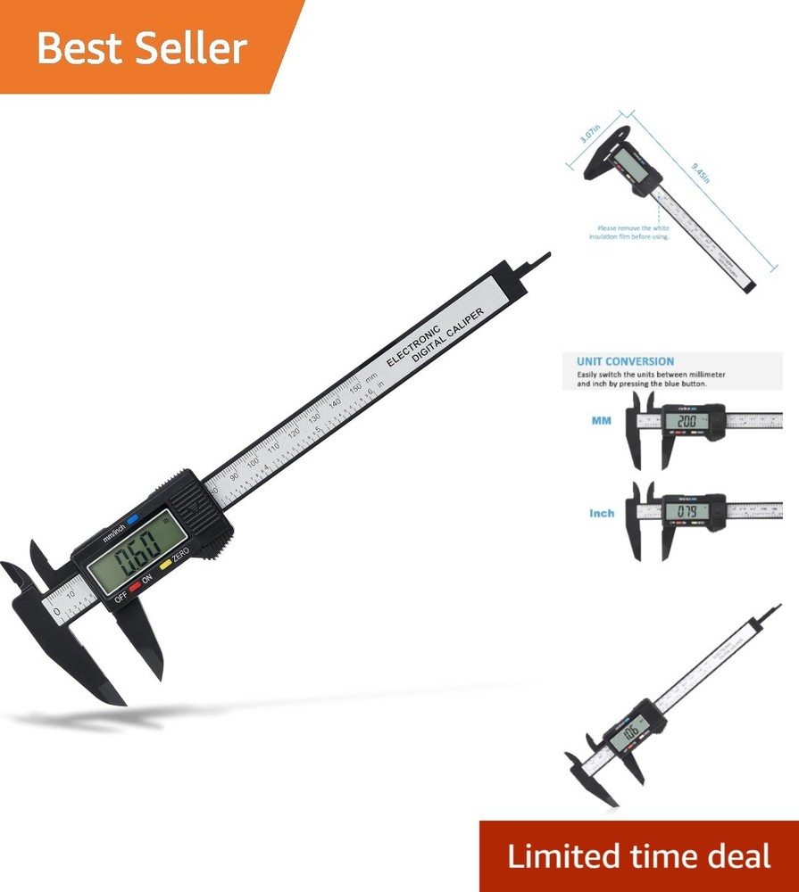 Electronic Caliper 0-6" with Zero Function & Large Display - Ideal for Craftsmen