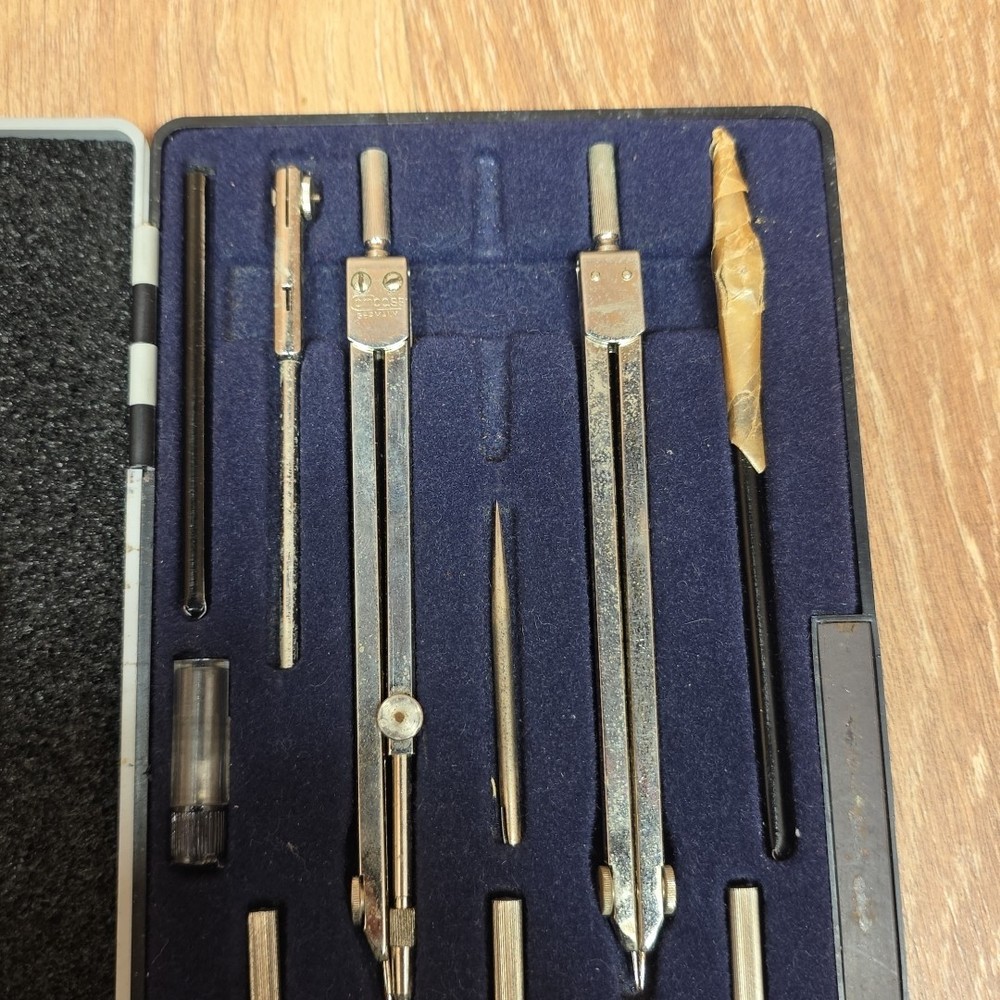 Vintage Compass Precision Instruments Drafting Set In Case #615 Made W Germany