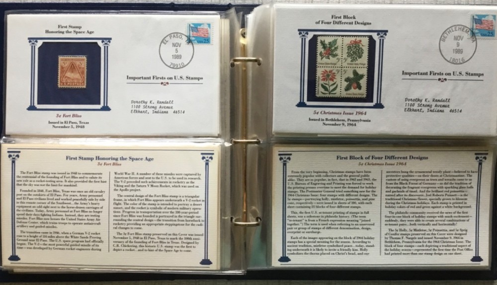 Stamp Album "IMPORTANT FIRSTS ON US STAMPS" by Postal Commem Society, 36 pages