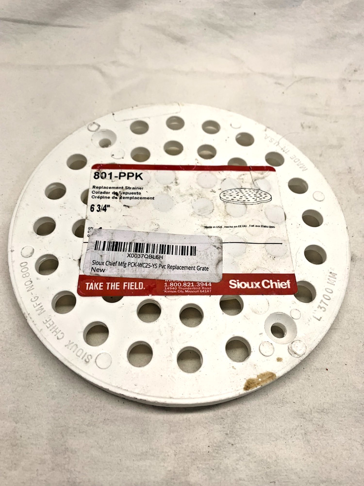 Sioux Chief 6-3/4" Polypropylene Grate Replacement Drain Strainer 801-PPK