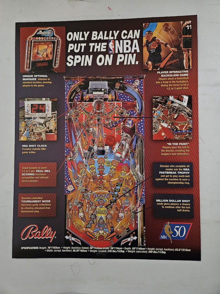 NBA Today Pinball Machine AD Original
