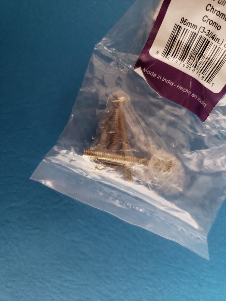 Wisdom Stone SymonePull 414296CH, 3-3/4"-Centers, Chrome, w Mounting Screws, NEW