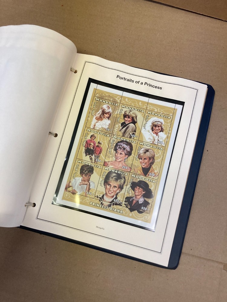 The Princess Diana Collection Stamp Album 3 Ring Binder Including 74 stamps