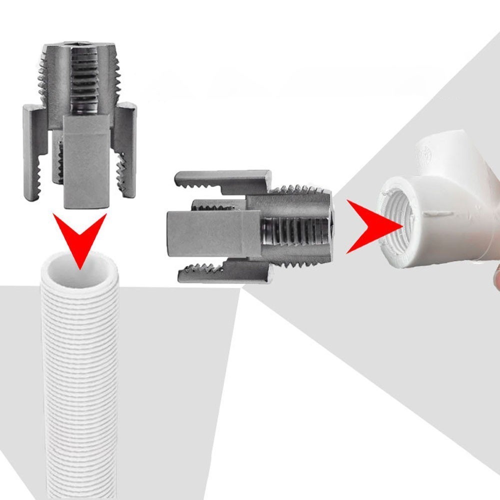 2pcs Integrated Internal & External Pipe Threading-Tool, PVC Pipe Threader Kit ~
