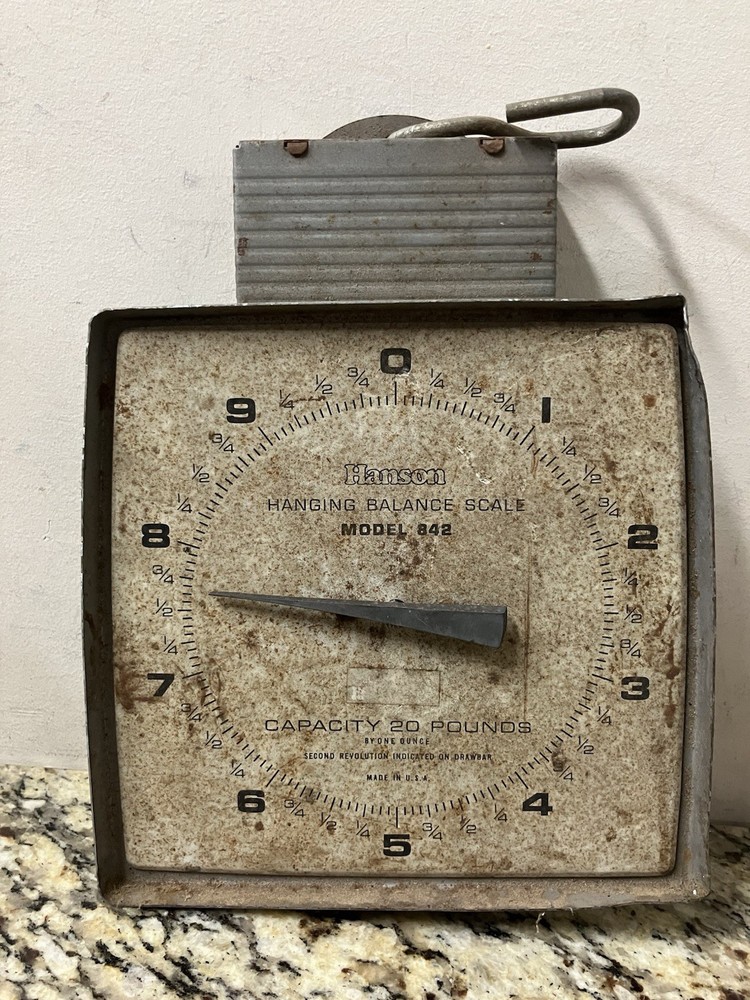 VINTAGE HANSON HANGING SCALE MODEL 842 RUSTIC KITCHEN