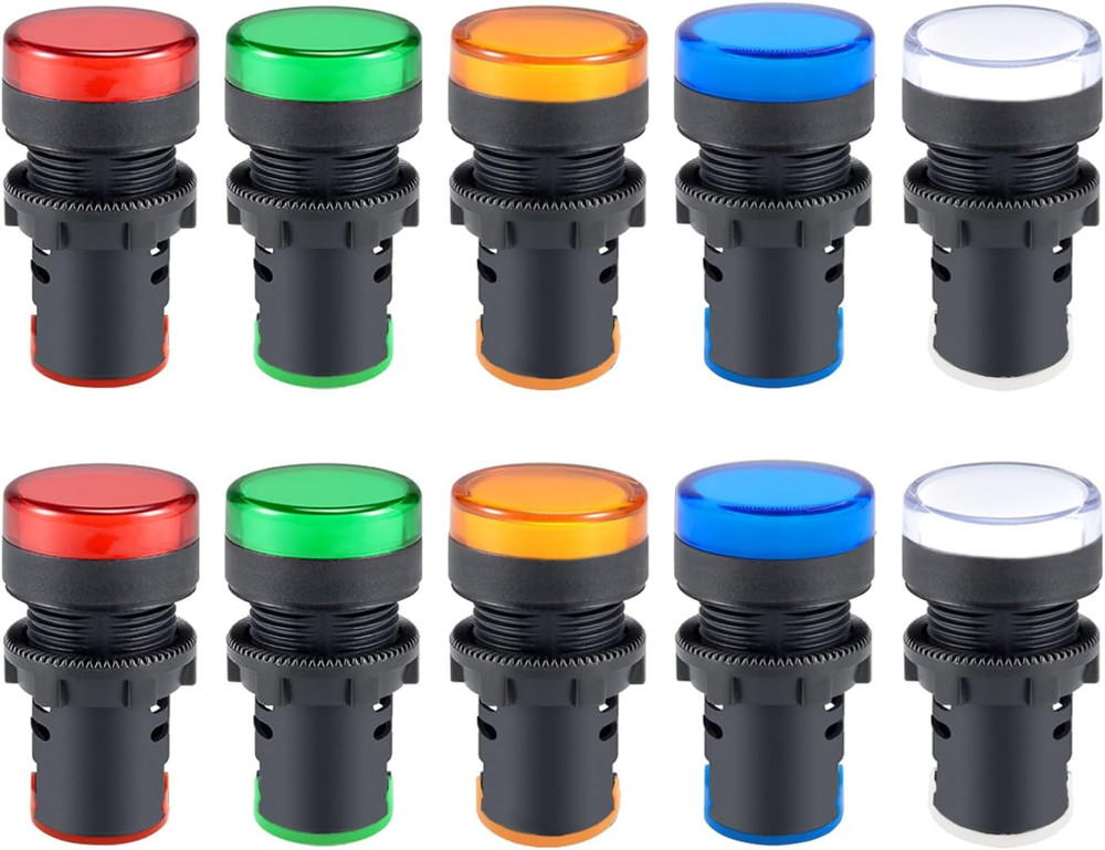 LED Indicator Light AC/DC 110V 20Ma Flush Panel Mount Red Green Blue Yellow Whit