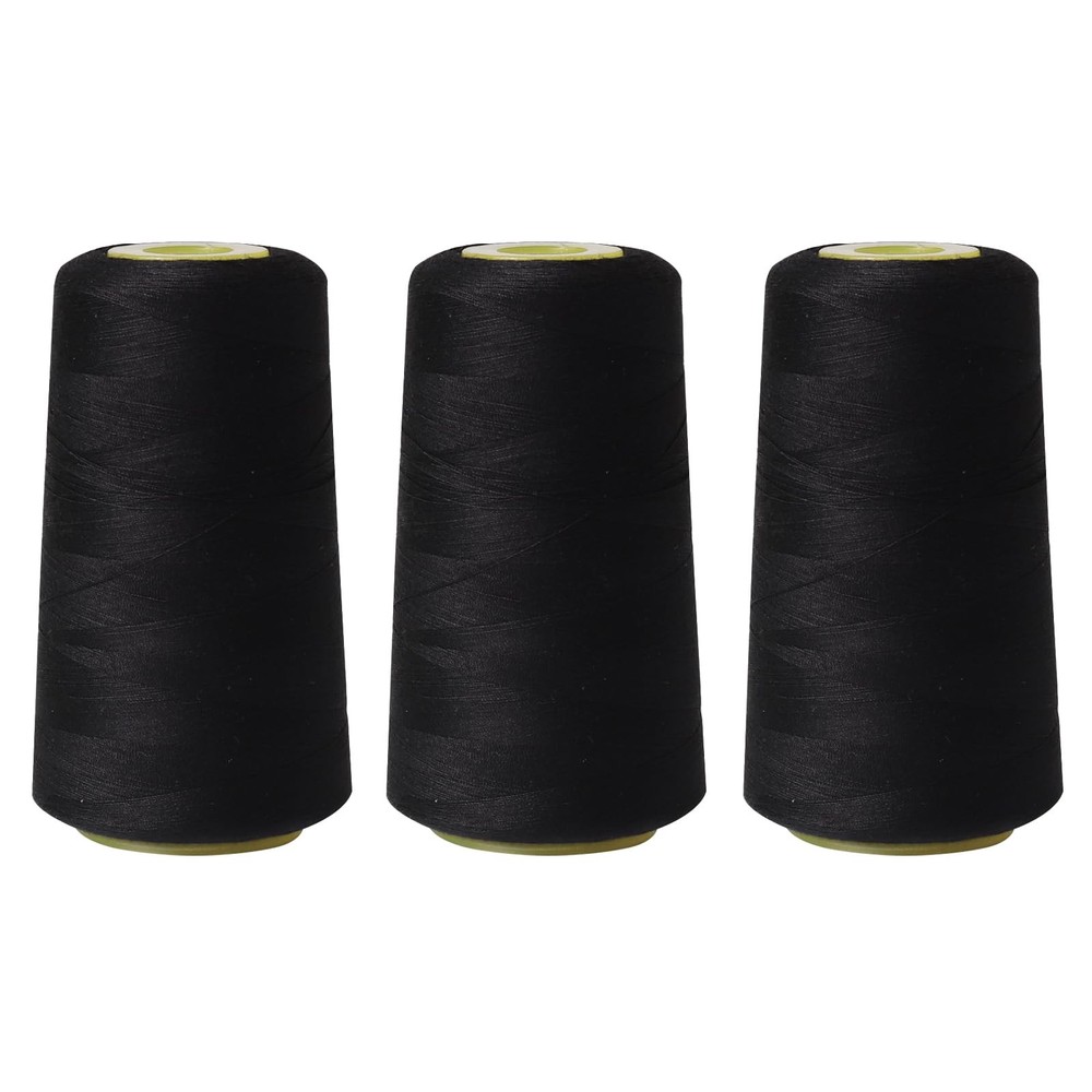 Sewing Thread Cone Set, 3 Pack Serger Thread, 3000 Yards Each, All Purpose Th...
