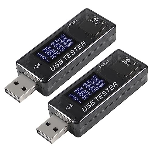 2pcs 8 in 1 USB Tester 10V 3A Voltage Current Tester Voltmeter Capacity Black