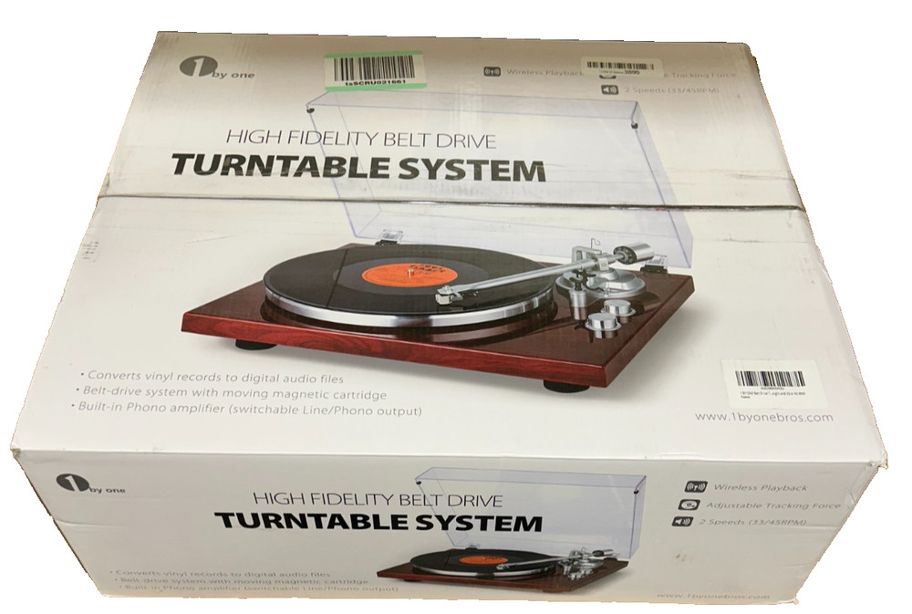 1 BY ONE Belt Drive Turntable with Bluetooth Connectivity