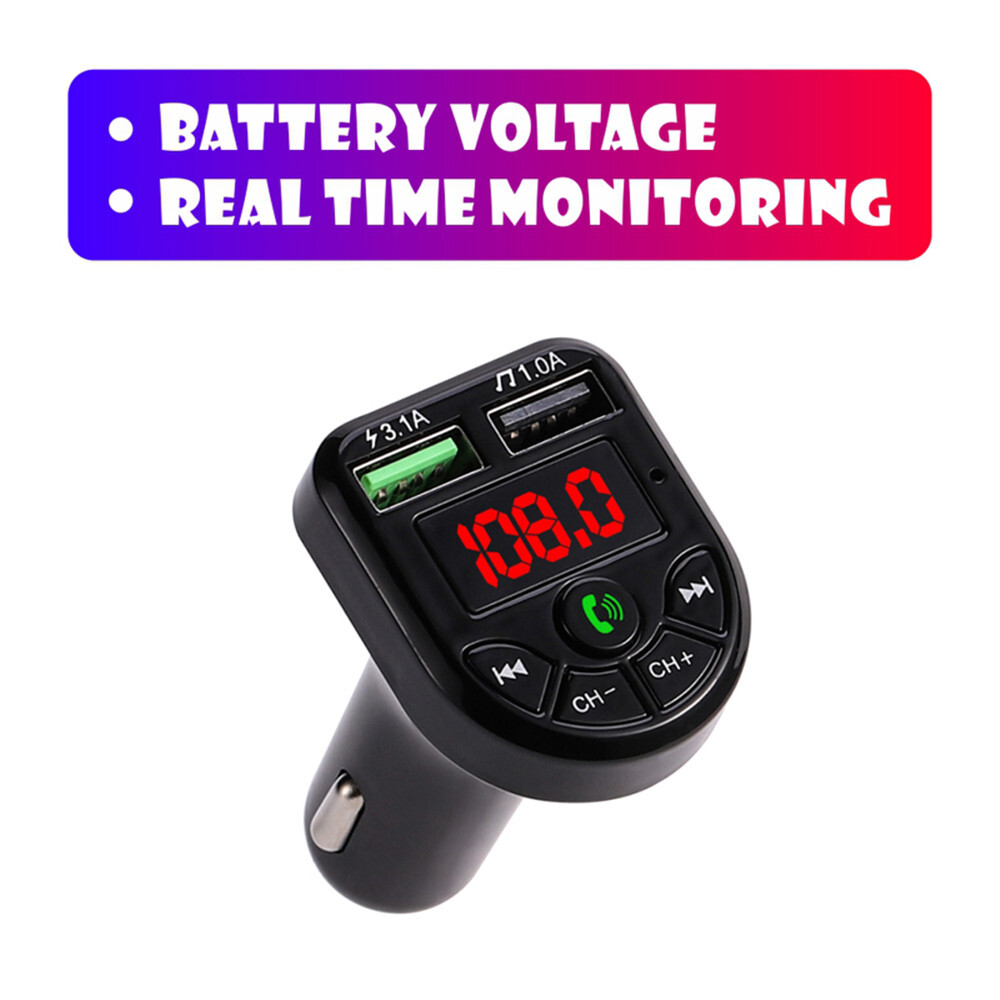 LED FM Transmitter BT-Compatible 5.0 Car kit Dual USB Charger MP3 Music Player