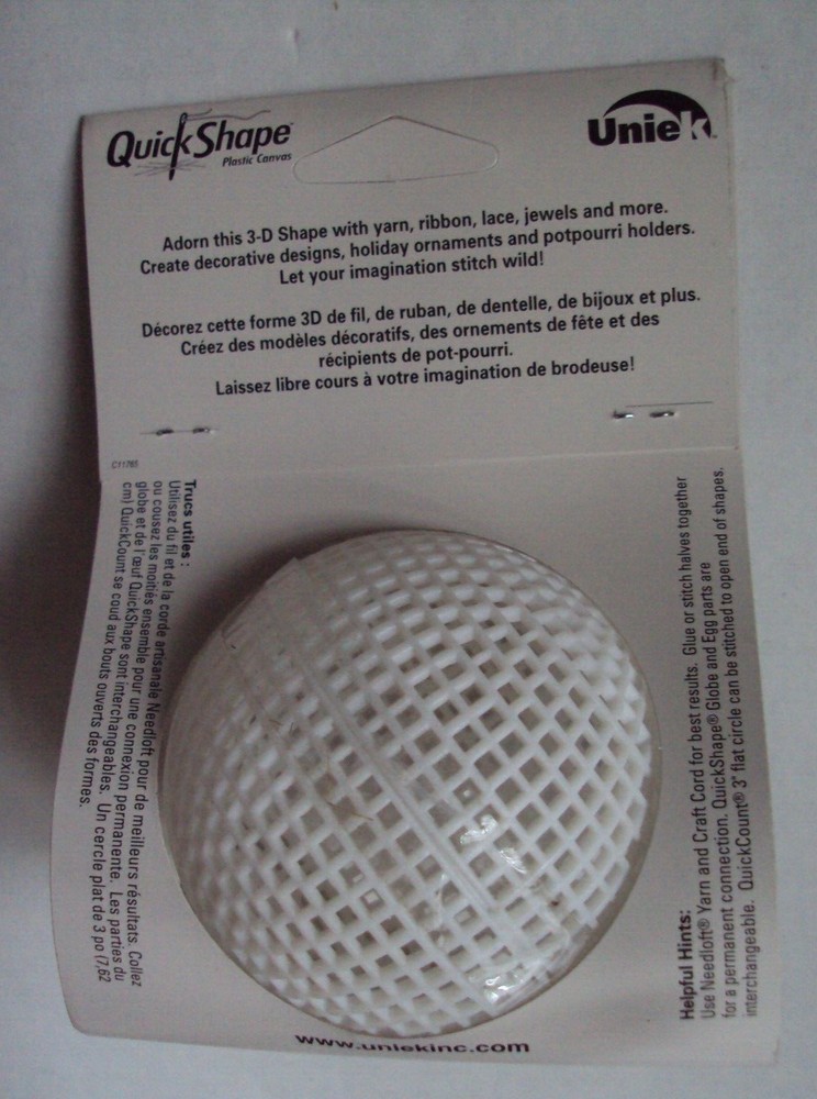 Uniek Plastic Canvas 3D Globe for Ornaments Quick Shape 3" diameter