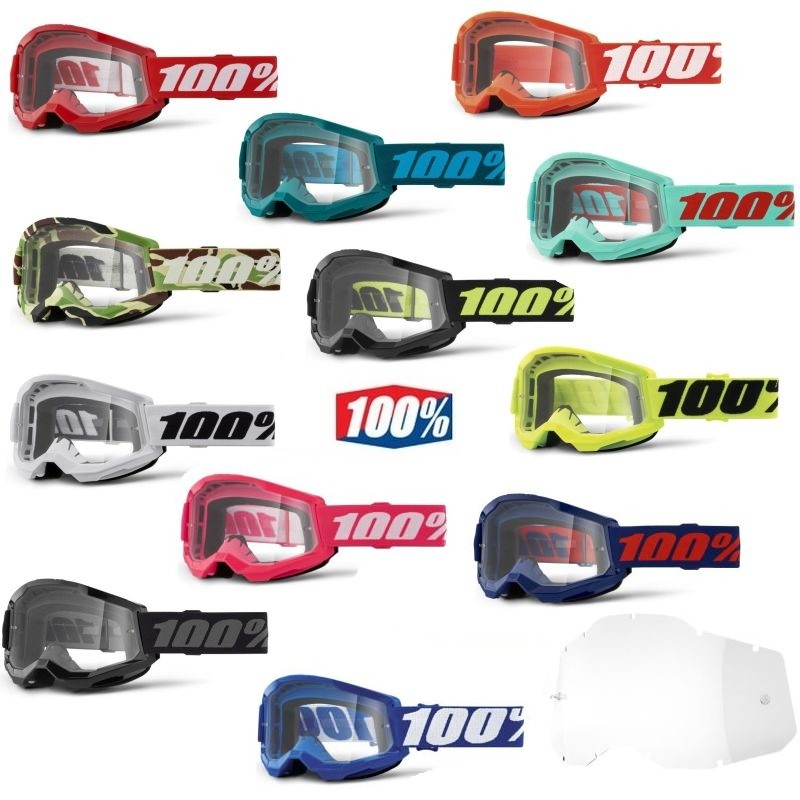 100% Strata 2 MX Motocross Offroad Clear Lens Goggles - Pick Color