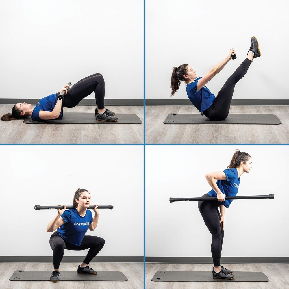 Synergee Workout Bar Weight Bar Combo Set - Multiple Weights Padded Weighted ...