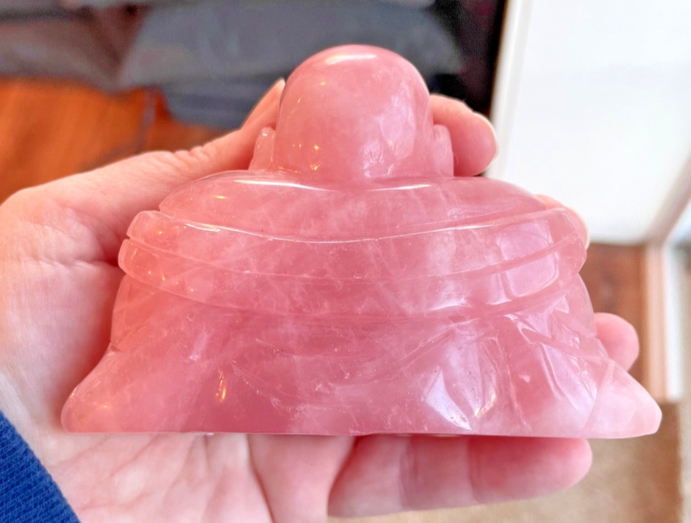 Rose quartz buddha carving (443 grams)