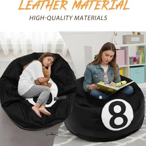8 Ball Bean Bag Chair Cover Black 8 Ball Stuffed Leather Bean Bag Storage for