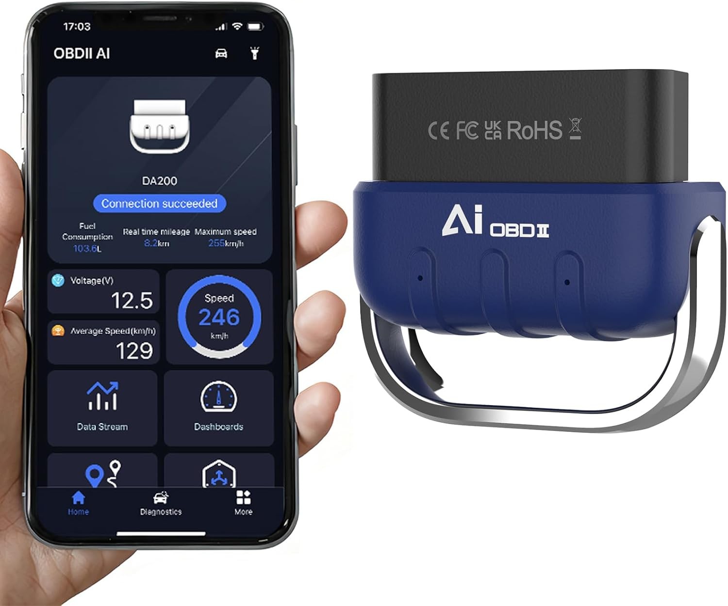 Bluetooth OBD2 Scanner Diagnostic Tool with AI Repair Guides Wireless w/Free APP
