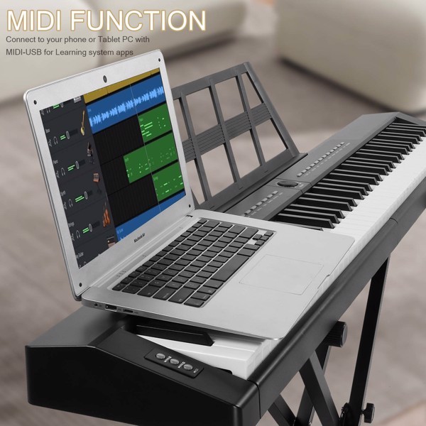GPP-105 Digital Piano 88Key Full Size Standard Keyboards Dual-tube X-Shape Stand