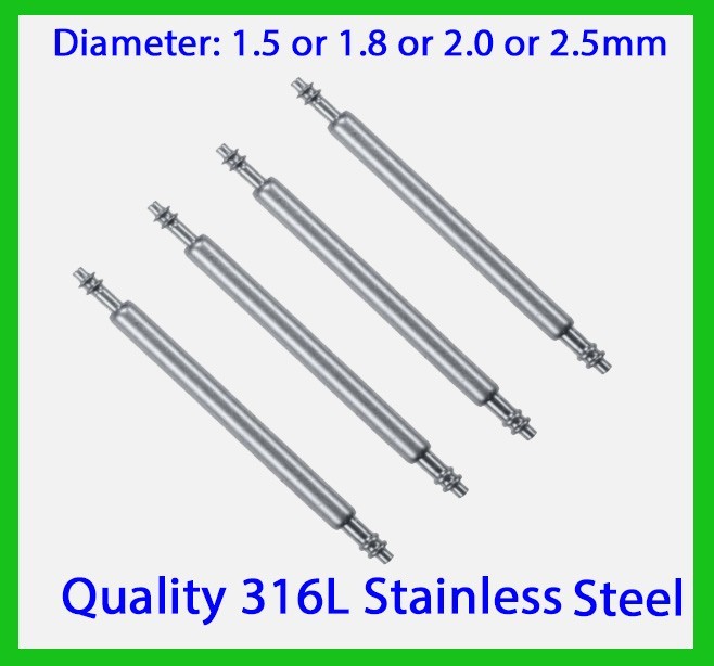 4x Quality Watch Spring Bar 316L Stainless Steel -Diameter 1.5--2.5mm