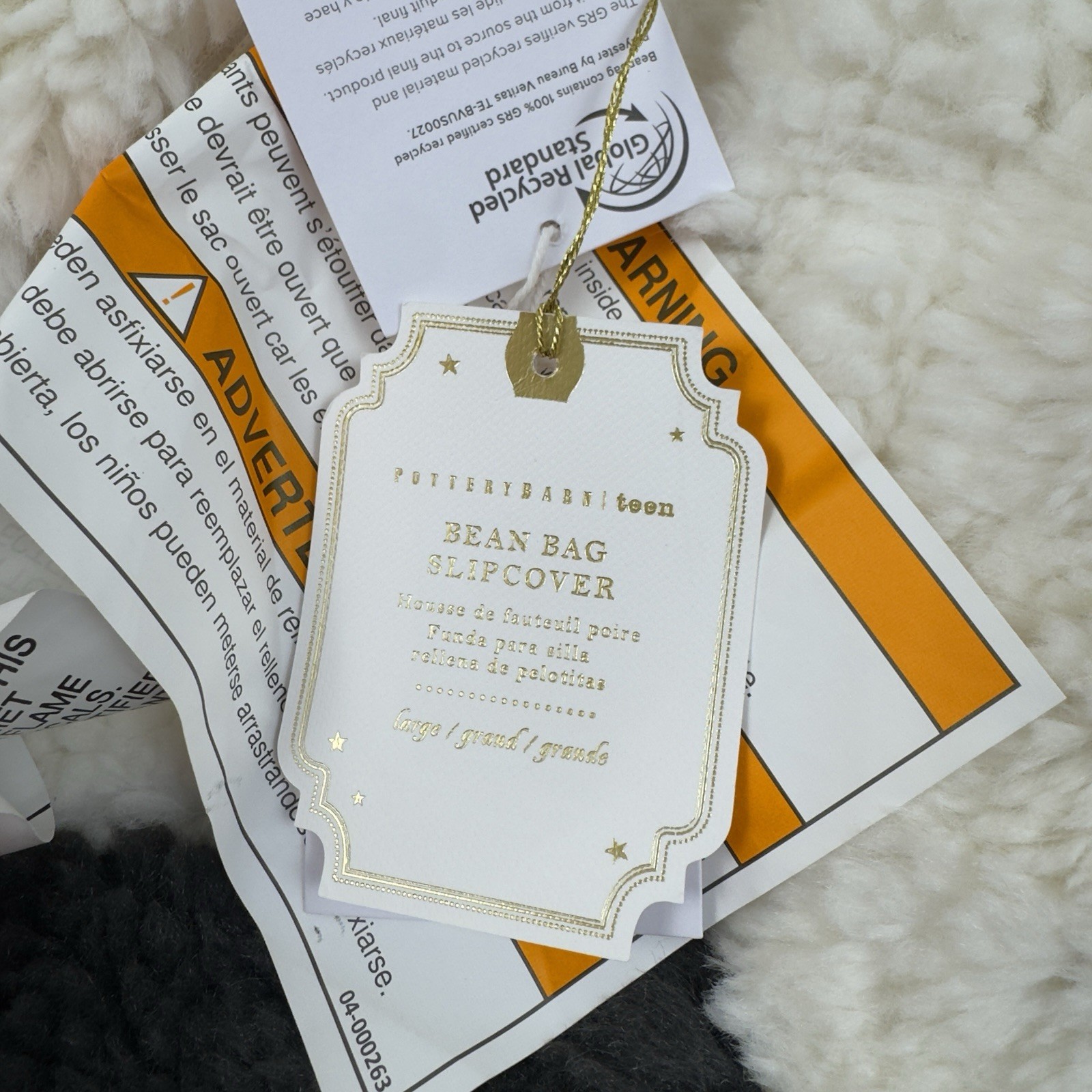 Pottery Barn Teen Soccer Ball Bean Bag Chair Slipcover Only Large Multicolor NWT